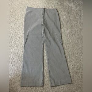 Gray and white striped trousers